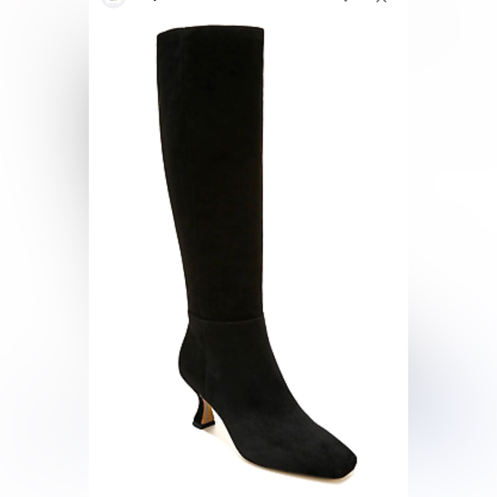 Free People X Sam Edelman Leigh Black Suede Kitten knee boots women size 7